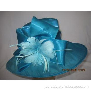 Feather Flower, Elegant Ladies Organza Hat With Satin Sweat